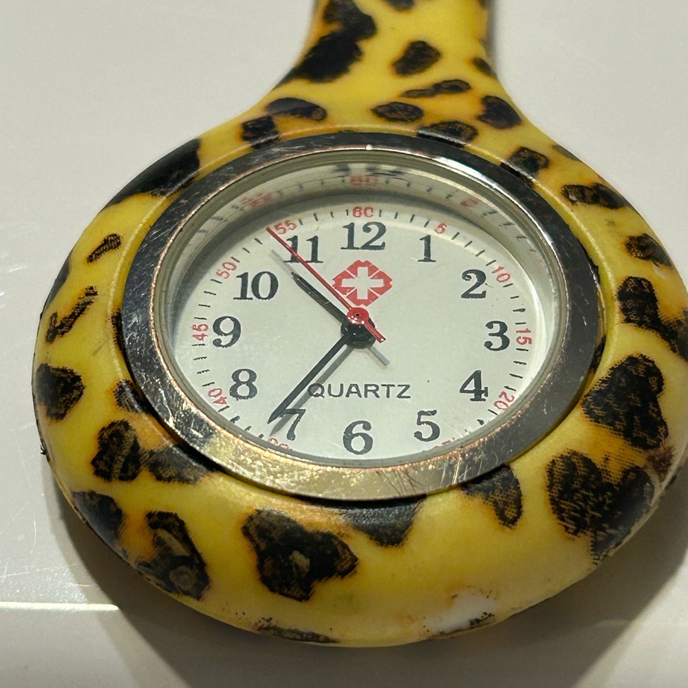 Leopard Print Quartz Nursing Brooch Watch